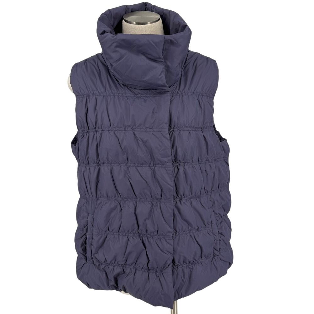 NWT Eileen Fisher Down Puffer Vest High Collar XL Weather Resistant Purple Cozy